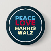 PEACE LOVE HARRIS WALZ Mod Ronde Button 7,6 Cm (Voorkant)