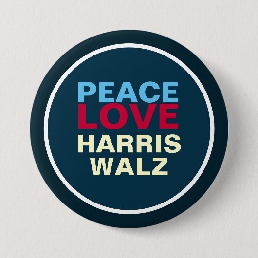 PEACE LOVE HARRIS WALZ Mod Ronde Button 7,6 Cm (Voorkant)