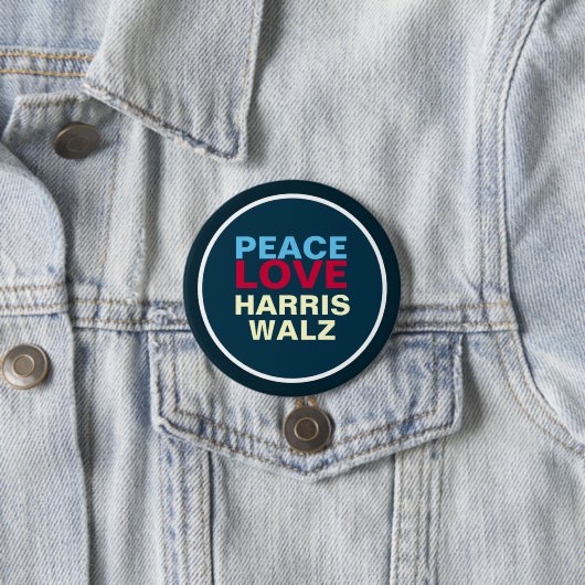 PEACE LOVE HARRIS WALZ Mod Ronde Button 7,6 Cm (In situ)