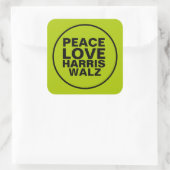 PEACE LOVE HARRIS WALZ Neon Green Vierkante Sticker (Tas)