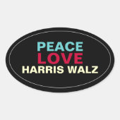 PEACE LOVE HARRIS WALZ Oval Sticker (Voorkant)