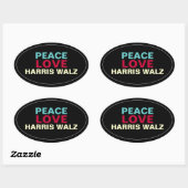 PEACE LOVE HARRIS WALZ Oval Sticker (Vel)