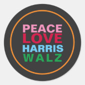 PEACE LOVE HARRIS WALZ Pink Red Blue Ronde Sticker (Voorkant)