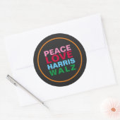 PEACE LOVE HARRIS WALZ Pink Red Blue Ronde Sticker (Envelop)