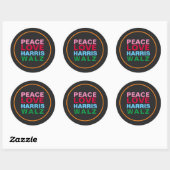 PEACE LOVE HARRIS WALZ Pink Red Blue Ronde Sticker (Vel)