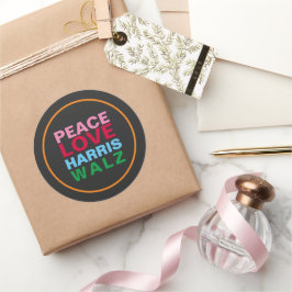 PEACE LOVE HARRIS WALZ Pink Red Blue Ronde Sticker