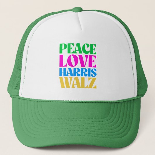 Peace Love Harris Walz Trucker Pet (Voorkant)