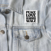 Peace Love Harris Walz Vierkante Button 5,1 Cm (In situ)