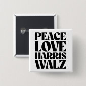 Peace Love Harris Walz Vierkante Button 5,1 Cm (Voorkant /achterkant)
