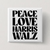 Peace Love Harris Walz Vierkante Button 5,1 Cm (Voorkant)