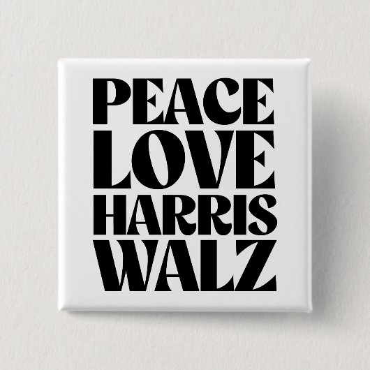 Peace Love Harris Walz Vierkante Button 5,1 Cm (Voorkant)