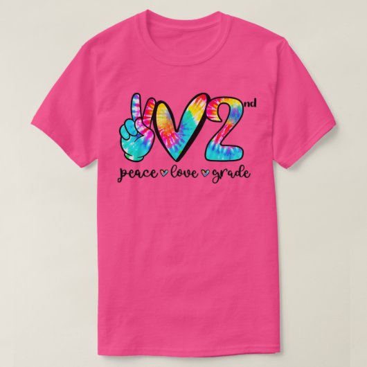 Peace Love Heart 2e graads Dye T-shirt (Design voorkant)