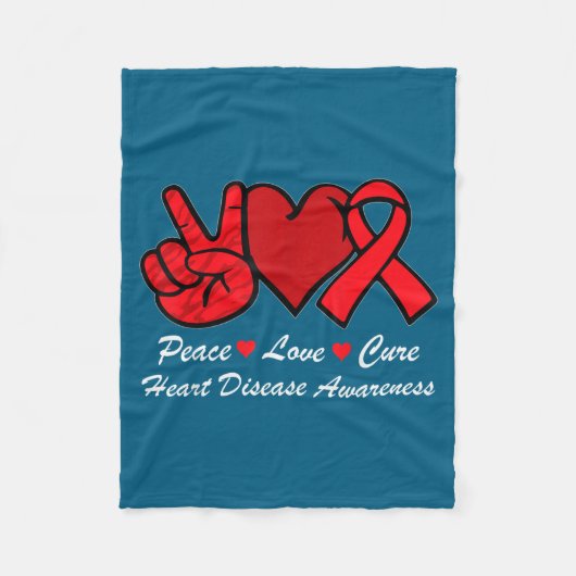 Peace Love Heart Disease Awareness Chd Suprt Wear  Fleece Deken (Voorkant)
