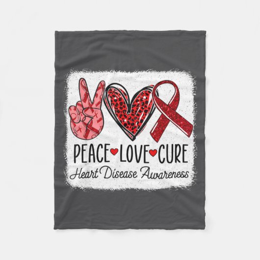 Peace Love Heart Disease Awareness Chd Suprt Wear  Fleece Deken (Voorkant)