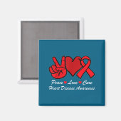 Peace Love Heart Disease Awareness Chd Suprt Wear  Magneet (Voorkant / Achterkant)