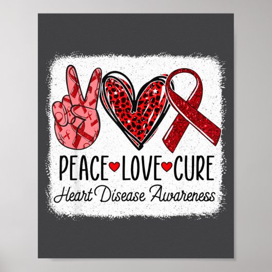 Peace Love Heart Disease Awareness Chd Suprt Wear  Poster (Voorkant)
