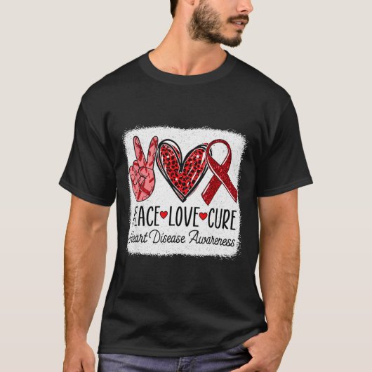 Peace Love Heart Disease Awareness Chd Suprt Wear  T-shirt (Voorkant)