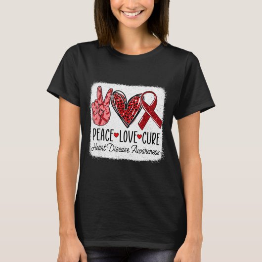 Peace Love Heart Disease Awareness Chd Suprt Wear  T-shirt (Voorkant)