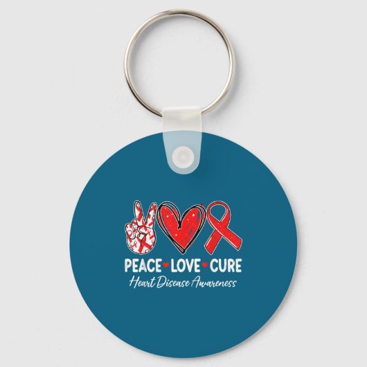 Peace Love Heart Health Heart Disease Awareness Ch Sleutelhanger (Voorkant)