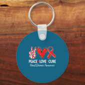 Peace Love Heart Health Heart Disease Awareness Ch Sleutelhanger (Voorkant)