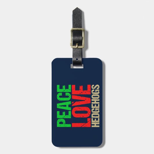 Peace Love Hedégels Bagagelabel (Voorkant verticaal)
