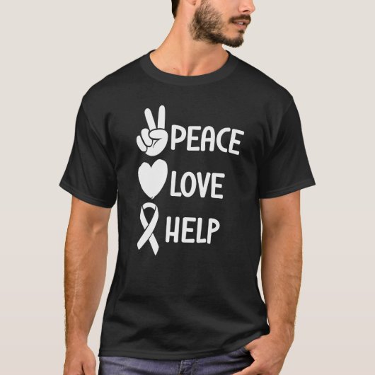 Peace Love Help Mental Health Awareness T-shirt (Voorkant)