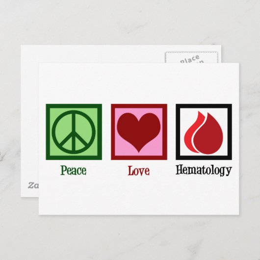 Peace Love Hematology Briefkaart (Voorkant / Achterkant)