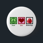 Peace Love Hematology Ronde Button 5,7 Cm<br><div class="desc">Peace Love Hematology. Een gave hematologie cadeau voor een hematoloog die gespecialiseerd is in bloedstoornissen. Cadeau voor een hematopatholoog.</div>