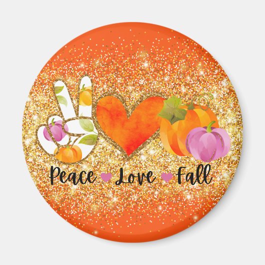 Peace Love Herfst Autumn Custom Text and Color Magneet (Voorkant)