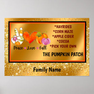 Peace Love Herfst Autumn Custom Text and Color Poster