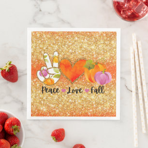 Peace Love Herfst Autumn past kleur aan Servet