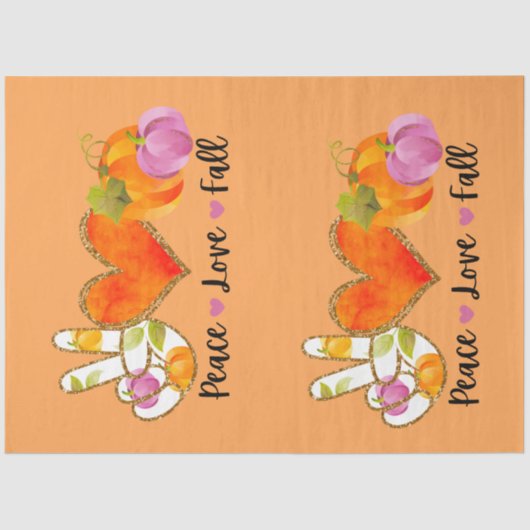 Peace Love Herfst Autumn past kleur aan Tissuepapier (Voorkant)
