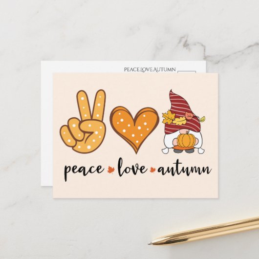 Peace Love Herfst Briefkaart (Voorkant / Achterkant in situ)