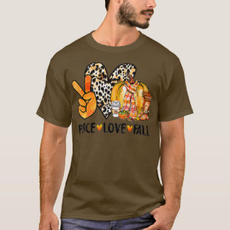 Peace Love Herfst Leopard Pumpkin Autumn Happy Dan T-shirt