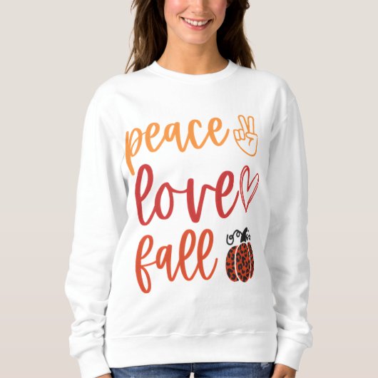 Peace Love Herfst met luipaardpompoen Trui (Voorkant)