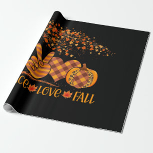 Peace Love Herfst Pumpkin Autum Happy Herfst Cadeaupapier