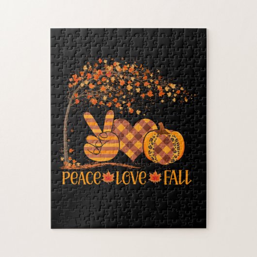 Peace Love Herfst Pumpkin Autum Happy Herfst Legpuzzel (Verticaal)