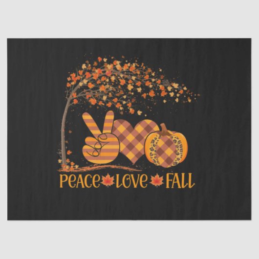 Peace Love Herfst Pumpkin Autum Happy Herfst Tissuepapier (Voorkant)