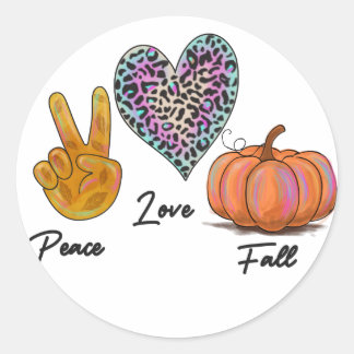 Peace Love Herfst Ronde Sticker