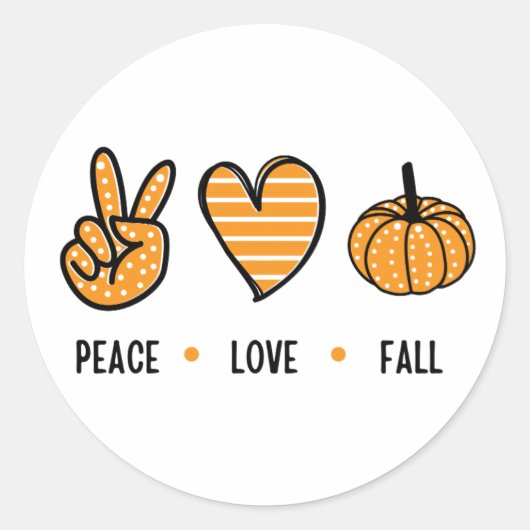 Peace Love Herfst Ronde Sticker (Voorkant)