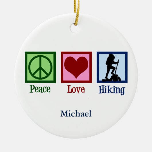 Peace Love Hikking Cute Custom Hiker Kerstmis Keramisch Ornament (Voorkant)