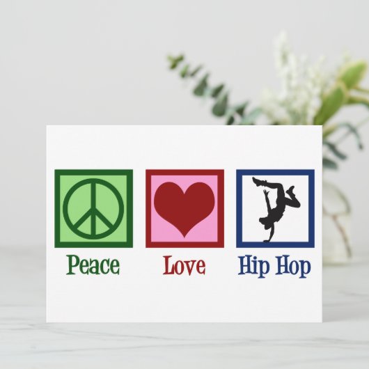 Peace Love Hip Hop Dancer Card Feestdagenkaart (Staand voorkant)