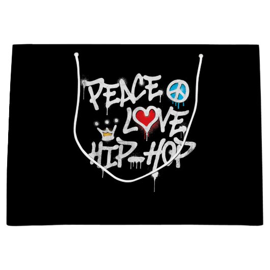 Peace Love Hip Hop Dancing Groot Cadeauzakje (Voorkant)