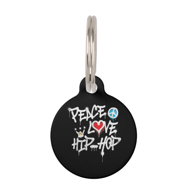 Peace Love Hip Hop Dancing Huisdierpenning (Voorkant)