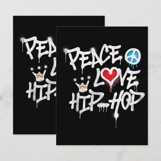 Peace Love Hip Hop Dancing Informatiekaartje (Voorkant / Achterkant)