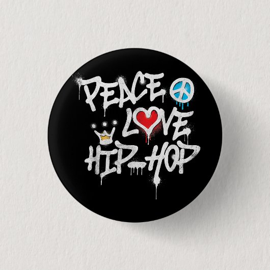 Peace Love Hip Hop Dancing Ronde Button 3,2 Cm (Voorkant)