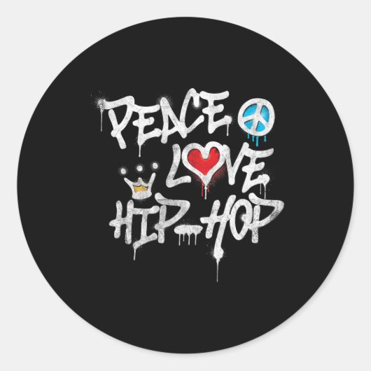 Peace Love Hip Hop Dancing Ronde Sticker (Voorkant)