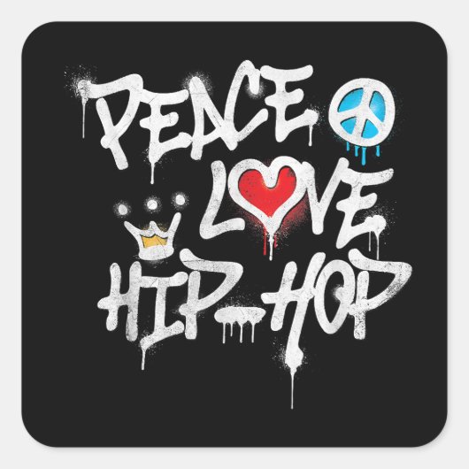 Peace Love Hip Hop Dancing Vierkante Sticker (Voorkant)