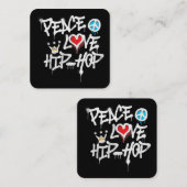 Peace Love Hip Hop Dancing Vierkante Visitekaartje (Voorkant / Achterkant)