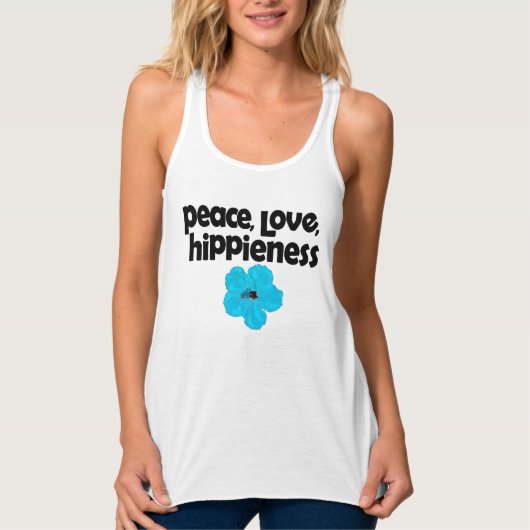 Peace Love HiPieness Blue Hibiscus Tanktop (Voorkant)